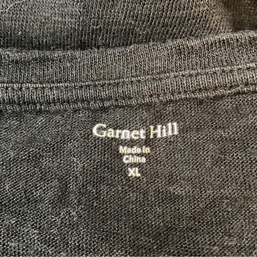 Garnet Hill Black and White Embroidered Organic Linen Short Sleeve Tee - Picture 7 of 8